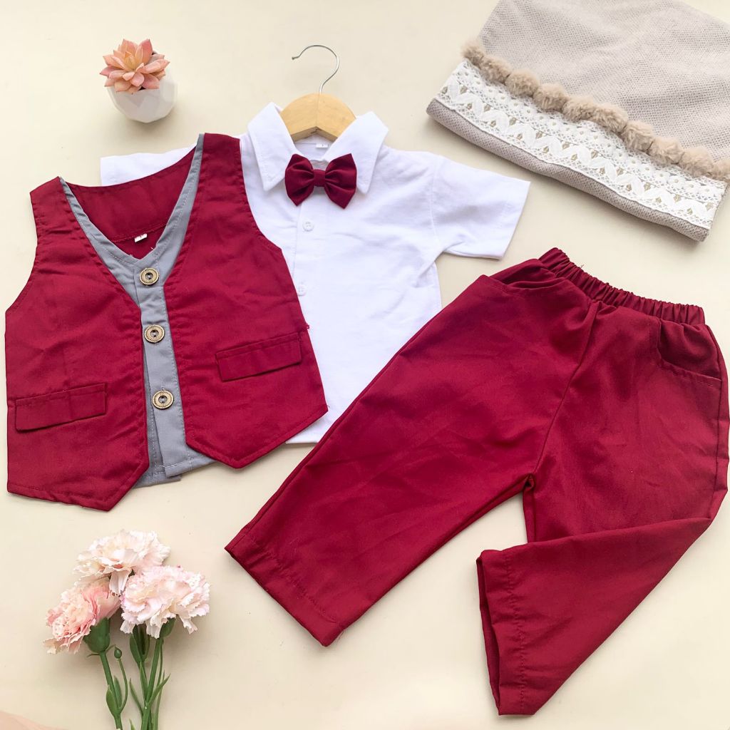 TAROBABYSHOP -ชุดเสื้อกั๊ก tuxedo party แบบถอดได้ -sam