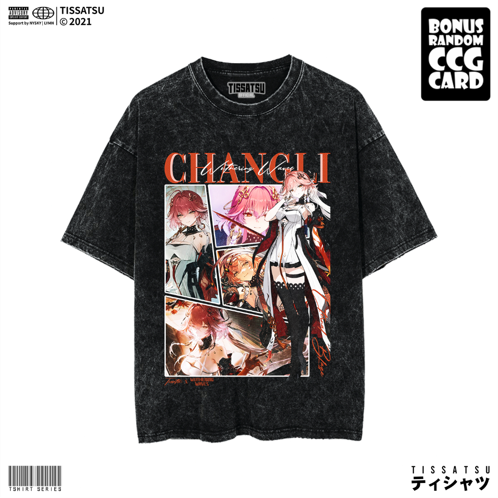 TISSATSU CHANGLI WETHERING WAVES เสื้อยืดล้าง Oversize / เสื้อยืด Anime Wash Slimfit / WUWA 12
