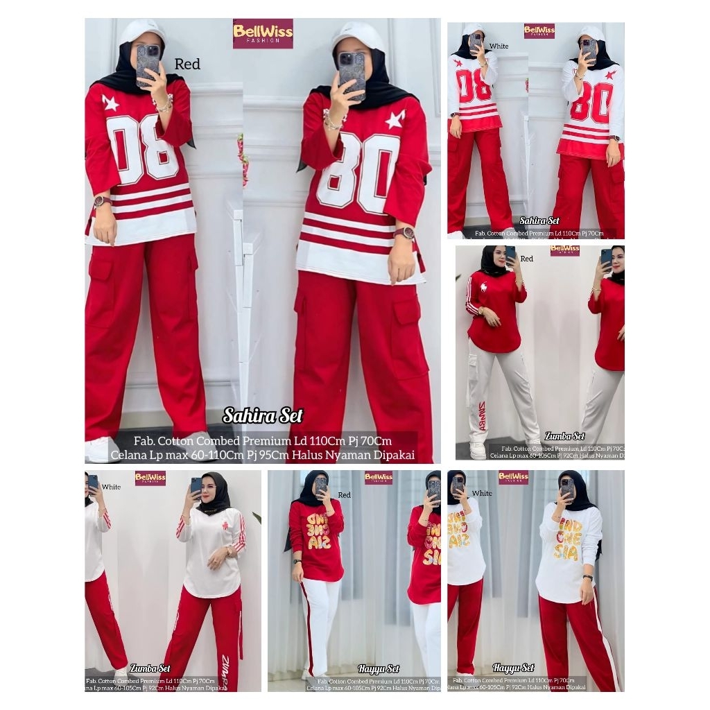 ((AUGUSAN SUIT)) HAYYU SAHIRA ZUMBA SPORTY TOP & PANTS ชุดผู้หญิง LATEST AUGUST INDEPENDENCE OUTFIT