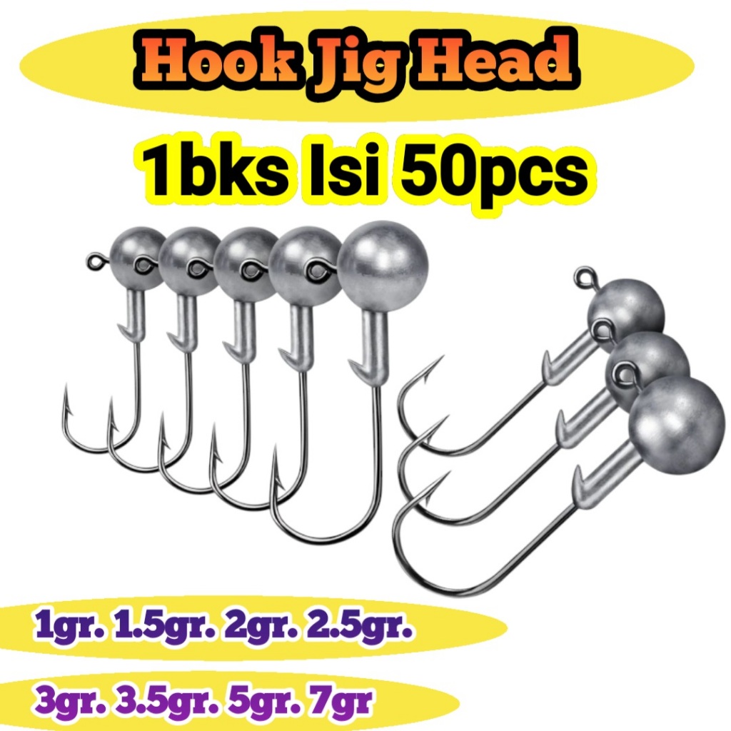 MATA JIg Head Fishing Hooks 50pcs softlure Fishing Hooks 1gr.1.5gr.2gr.2.5gr.3gr.3.5gr.5gr.7gr Jig H