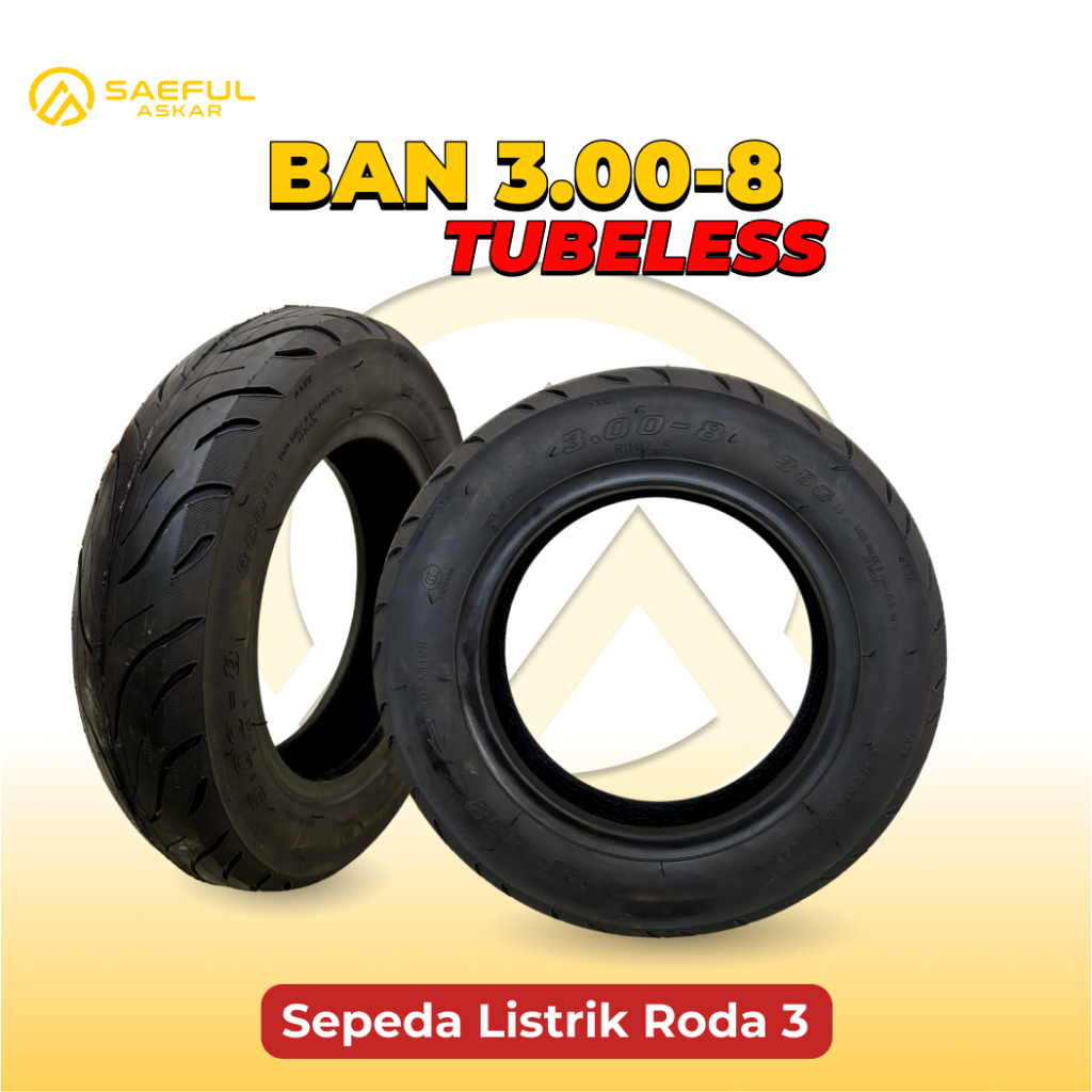 3.00 - 8 ยางด้านนอกแบบไม่มียางสําหรับรถสามล้อไฟฟ้า