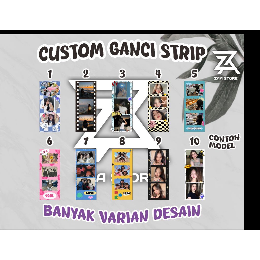 GANTUNGAN CUSTOM KEYCHAIN 3-PHOTO STRIP KEYCHAIN CUSTOM REQUEST ฟรี
