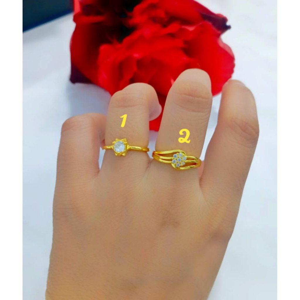 [ACC PEKANBARU] แหวนชุบคริสตัล 24k + ชุบทอง 24k