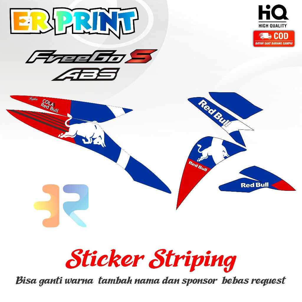 Striping Freego Sticker 1 ชุดเต็มขวาซ้าย Red Bull Torro Design Variation