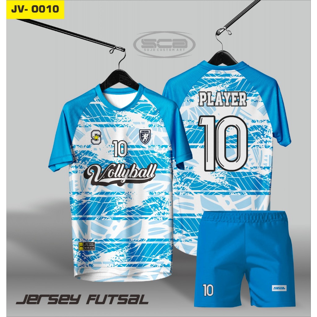 เสื้อยืดวอลเลย์บอล Jersey Custom Custom เดี่ยว / โหลชื่อ โลโก้และสายรัด FULL PRINTING JV-0010