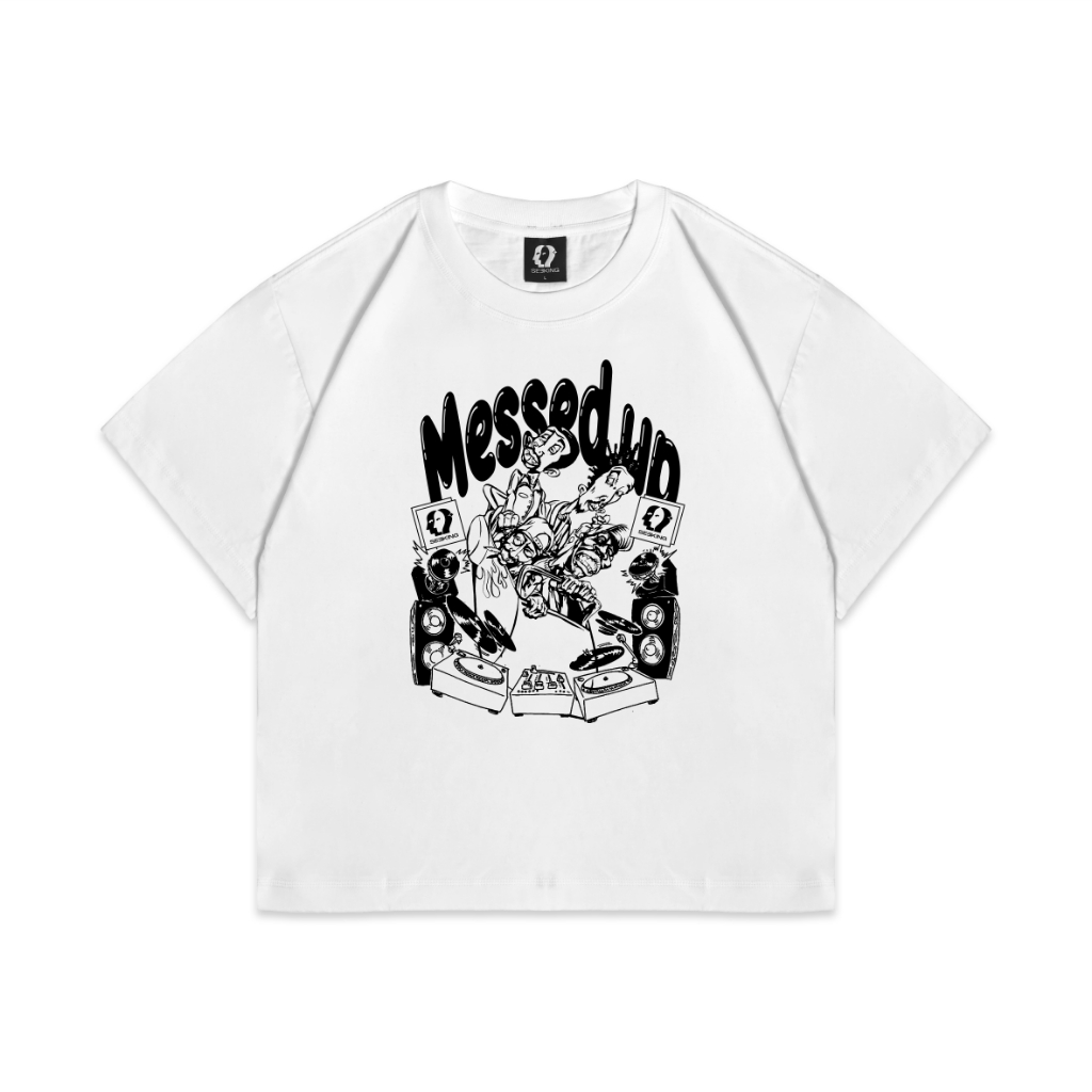 Seeking - เสื้อยืด Seeking Boxy Heavyweigth Messed Up เสื้อยืดสีขาว Boxy Heavyweigth 20s