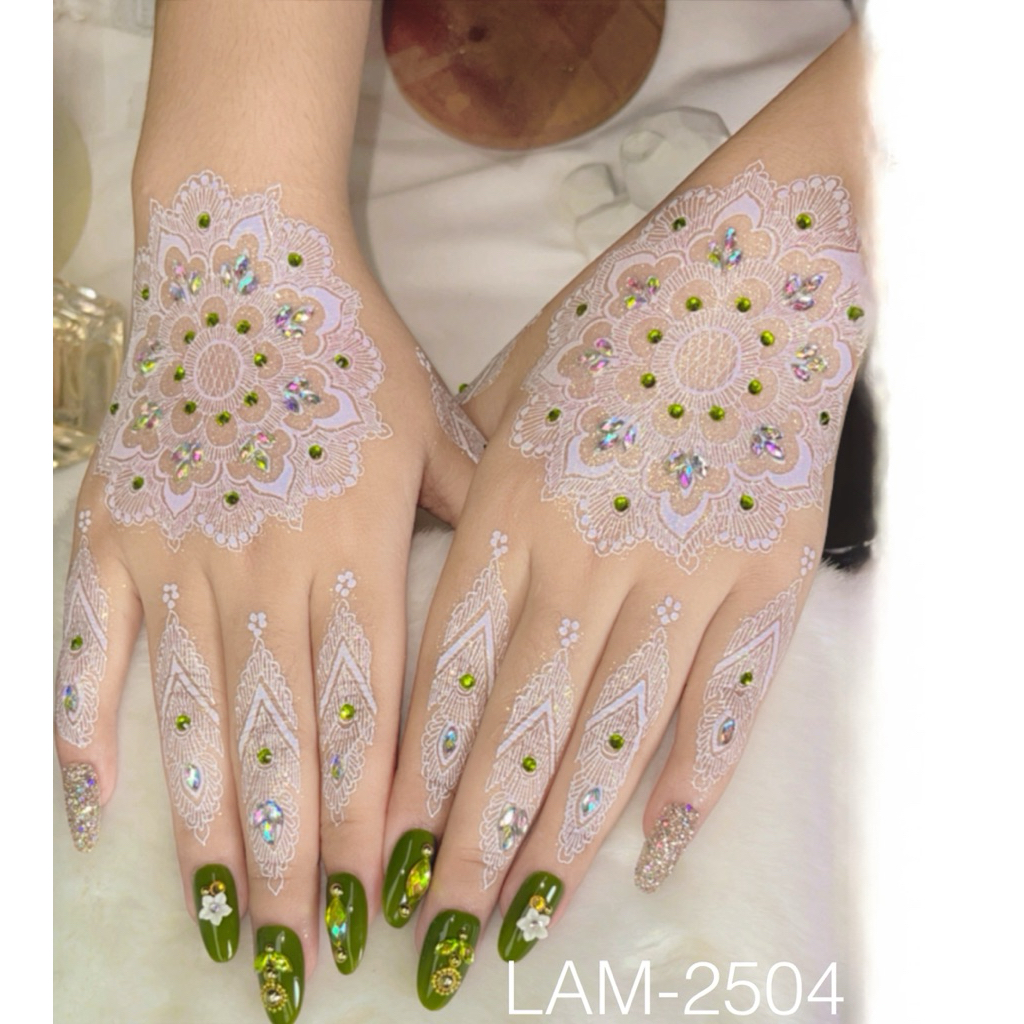[LAM 2504] INSTANT WHITE HENNA สําหรับ BRIDAL PAIR ซ้ายขวา