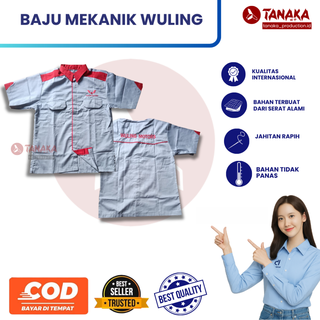 เสื้อผ้า KEMEJA Wuling Motors | ชุดช่าง Wuling | เสื้อเชิ้ต Wuling Grey | เสื้อเชิ้ต Wuling Grey | ช