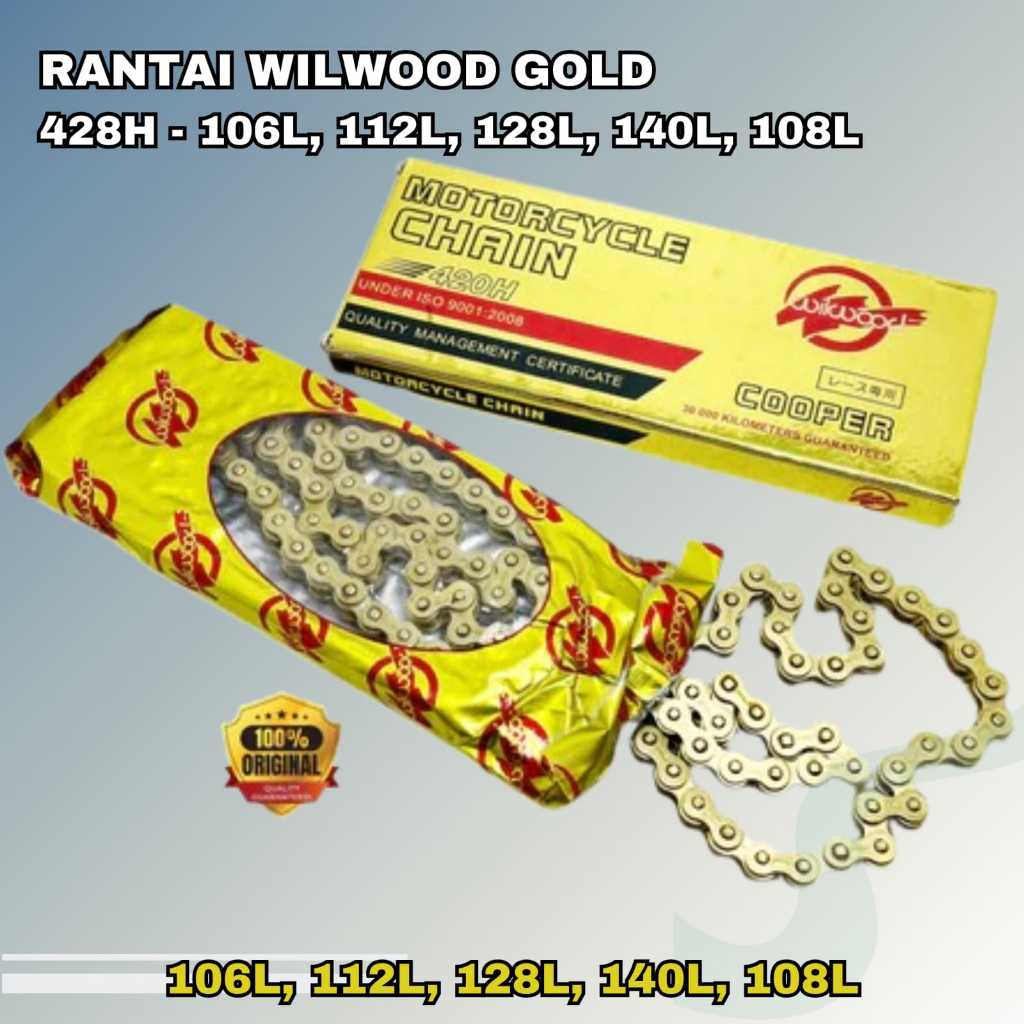WILWOOD 428H GOLD CHAIN ยาว 106, 108, 112, 128, 140 | โซ่มอเตอร์ไซค์ Wilwood 428H สําหรับรถมอเตอร์ไซ