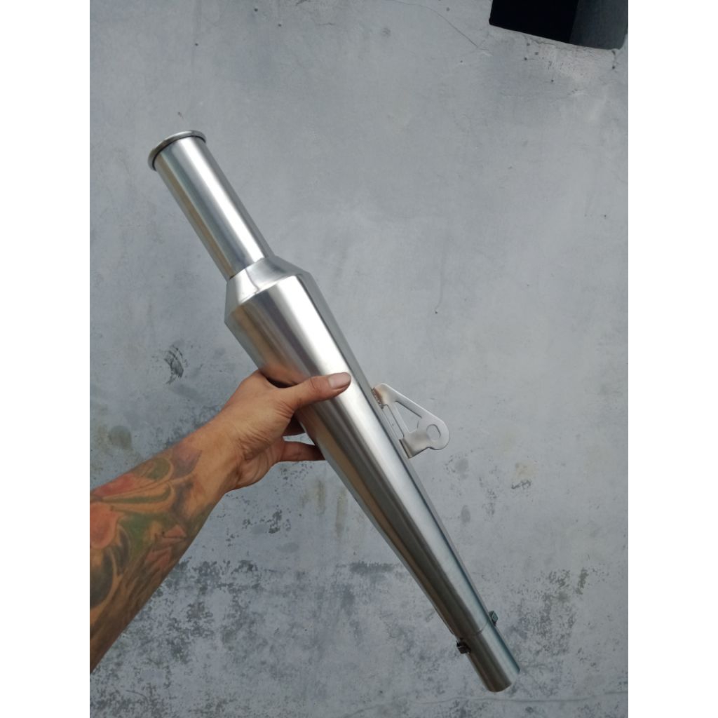 BRITISH W175 JAPSTYLE สแตนเลส/ตะเกียบสีดํา DOFF CHOPPER EXHAUST