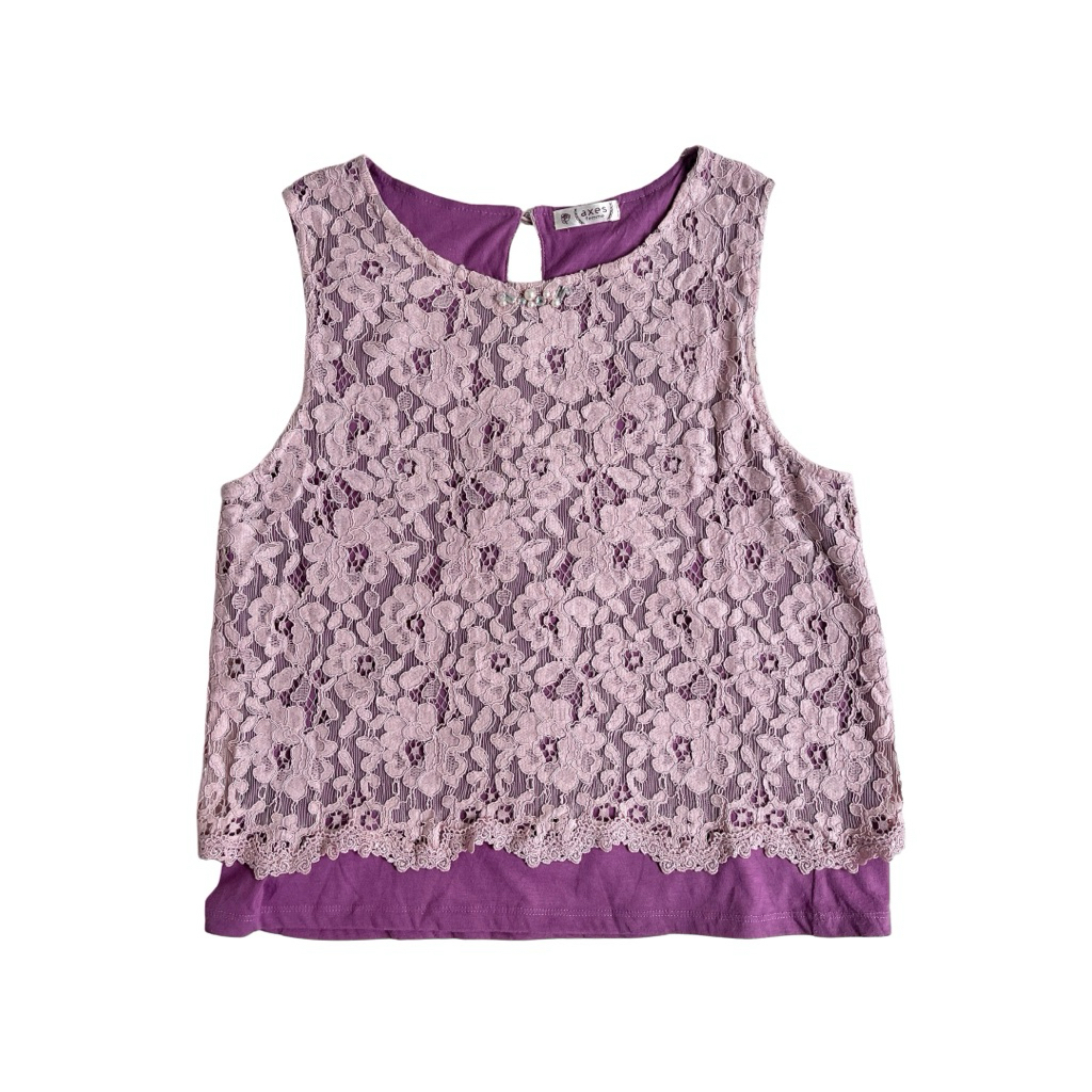 เสื้อกล้ามลูกไม้ลายดอกไม้ Axes Femme