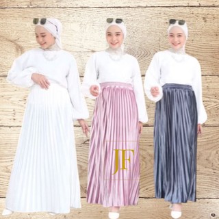 Rok Plisket Bludru Velvet Panjang Import Wanita Premium Original