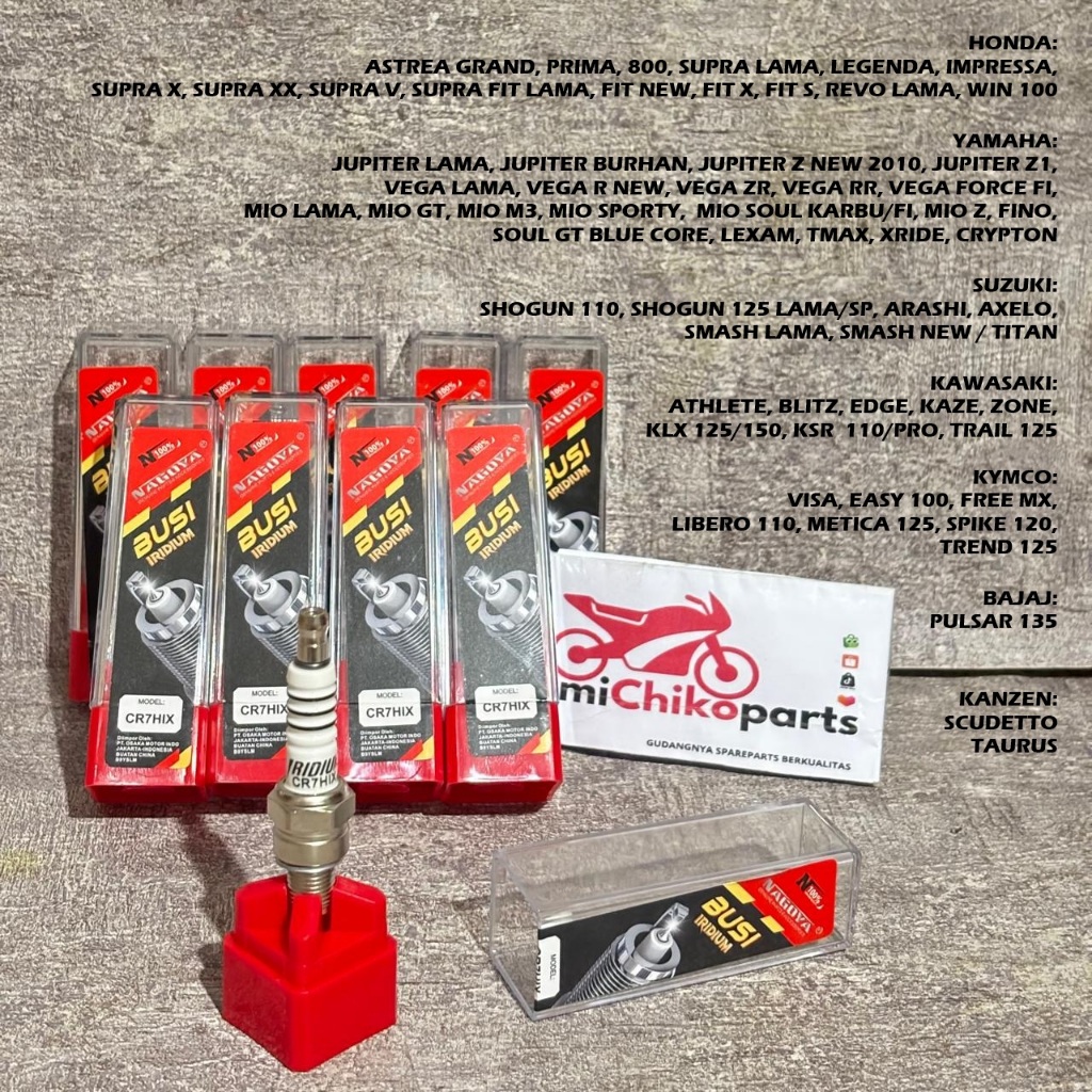 หัวเทียนมาตรฐาน CR7HIX Iridium Astrea Grand Prima Star 800 Supra Lama Fit SX XX Win 100 Crypton Jupi