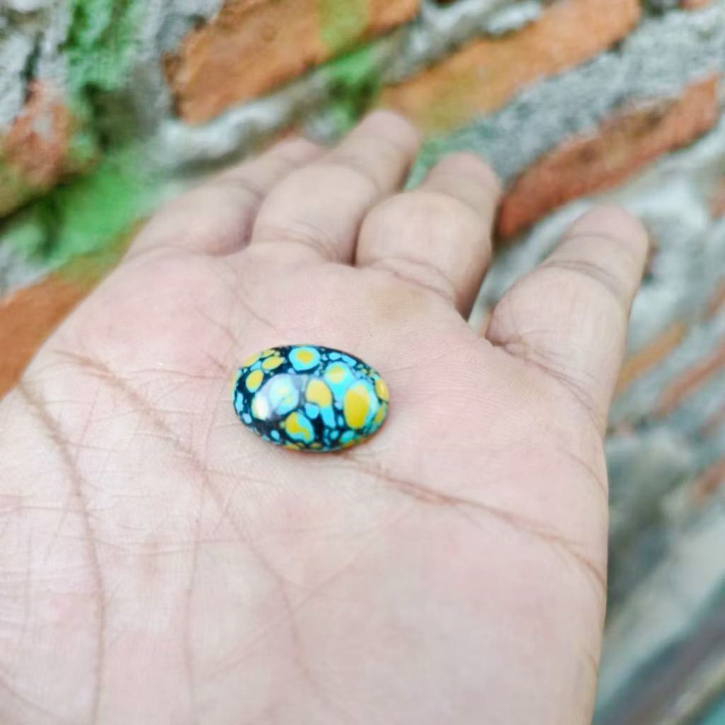 ทิเบต Turquoise Agate Ceplok Kuro-kuro Dim 18x13 mm Best