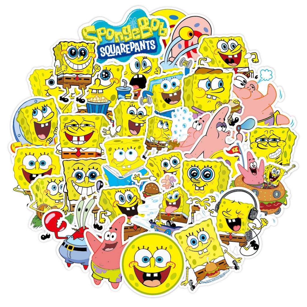 [50 ชิ้น] สติ๊กเกอร์ DECO | สติ๊กเกอร์ DIY | AESTTHETIC JOURNAL [DS106] SpongeBob โน้ตบุ๊ก ขวดน้ํา ก