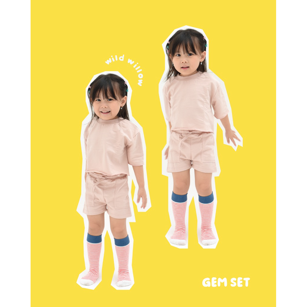 Wild Willow - Gem Set (Terry) เสื้อผ้าเด็กผู้หญิง Set Short Sleeve Crop Shorts Oversize Soft Cool