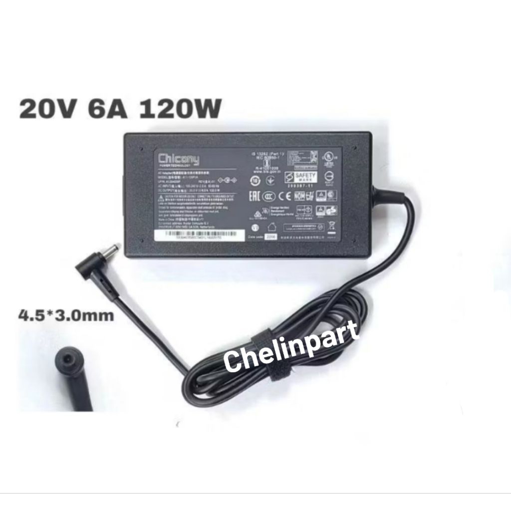 Chicony 20V 6A MSI GF63 Thin Charger Adapter 11UCX-1424US 12VE-066US 120w dc 4,5 มม.GF63 บาง 10UC บา