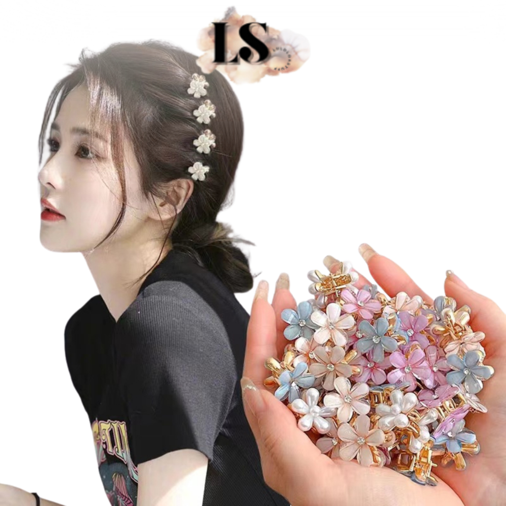LS - H912 FLOWER-SHAPED กิ๊บติดผม 4 ชิ้น น่ารัก เครื่องประดับผมผู้หญิง FRINGE-MODEL CLIPS