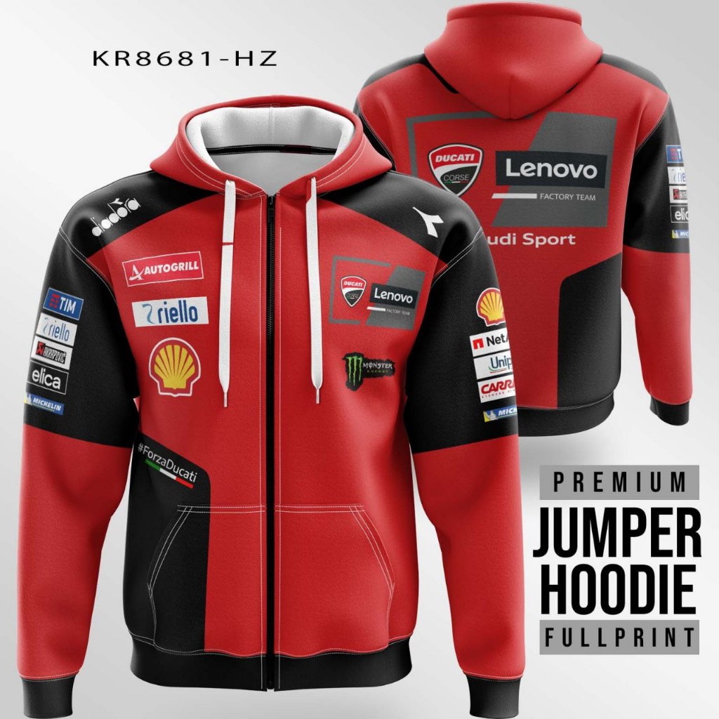 Ducati Motogp 2025 เสื้อแจ็คเก็ตซิปมีฮู้ด
