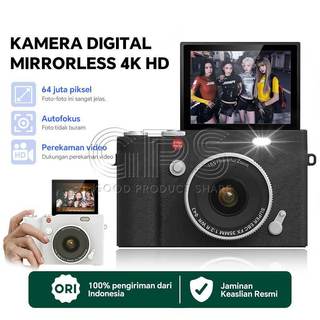 48/50MP HD Kamera Digital Murah CCD Dilengkapi dengan lampu kilat Fotografi Layar Flip 180° Zoom 16X Selfie Mini Pocket Kamera LCD 2,7 Inci Anti-goyang/Filter/Vlog/Perekaman video