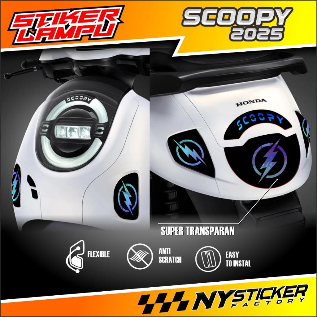 สติ๊กเกอร์ไฟเลี้ยว + Stoplamp Scoopy 2025 สติ๊กเกอร์คิ้วไฟเลี้ยวโปร่งใส Scoopy New 2025