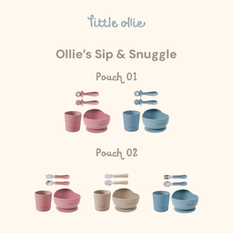Little Ollie by SIU.- แพคเกจ Sip & Snuggle 3 in 1 Bundling - แพ็คเกจการเรียนรู้ของทารก ชาม แก้ว ช้อน
