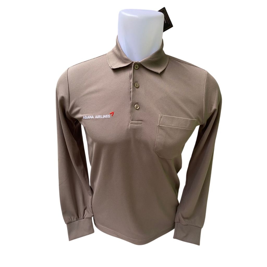 Asiana Airlines เสื้อยืดคอปกโปโลพนักงานการบินและช่างเกาหลี