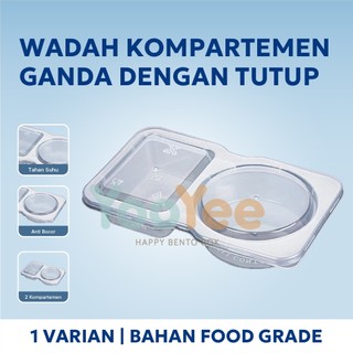 Yooyee Thinwall wadah Bumbu 2 Kompartemen, Tutup Kedap, Portable & Reusable, anti tumpah