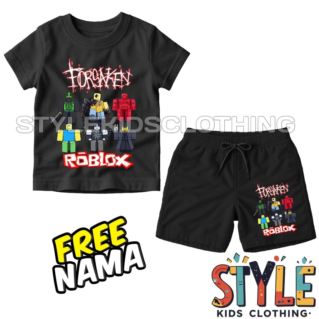 เสื้อยืดเด็กชุดเด็กกางเกง 1x1x1 JOHN DOO COOLkid NOOB TWO TIME MAFIIOSO Forsaken Roblox ชื่อฟรีเสื้อ