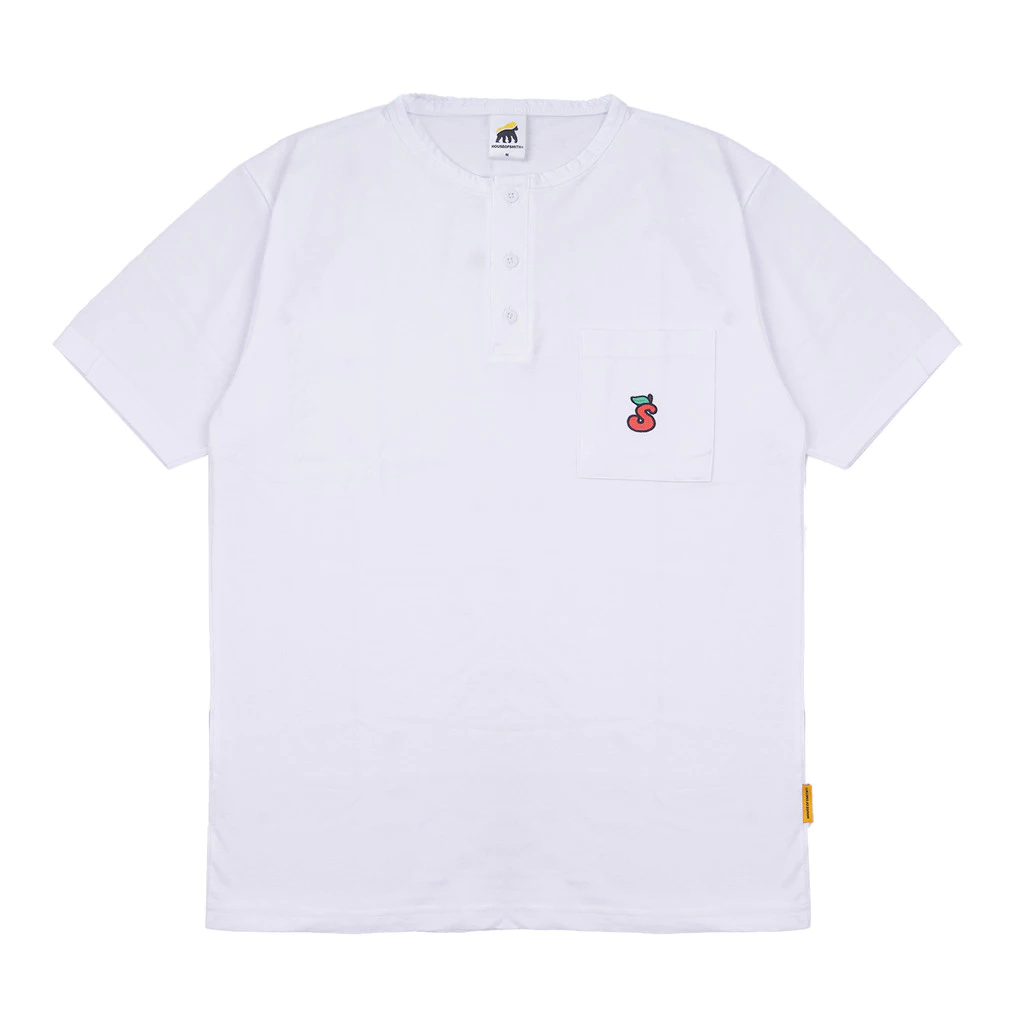 House of Smith BJM เสื้อยืดแขนสั้นผู้ชาย Henley - มะเขือเทศ Pocket Regular Henley สีขาว - เสื้อยืด H