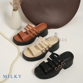 Bluebells MILKY Sendal Wedges Wanita Tinggi 5cm Kekinian  (Tersedia Size 36-41)