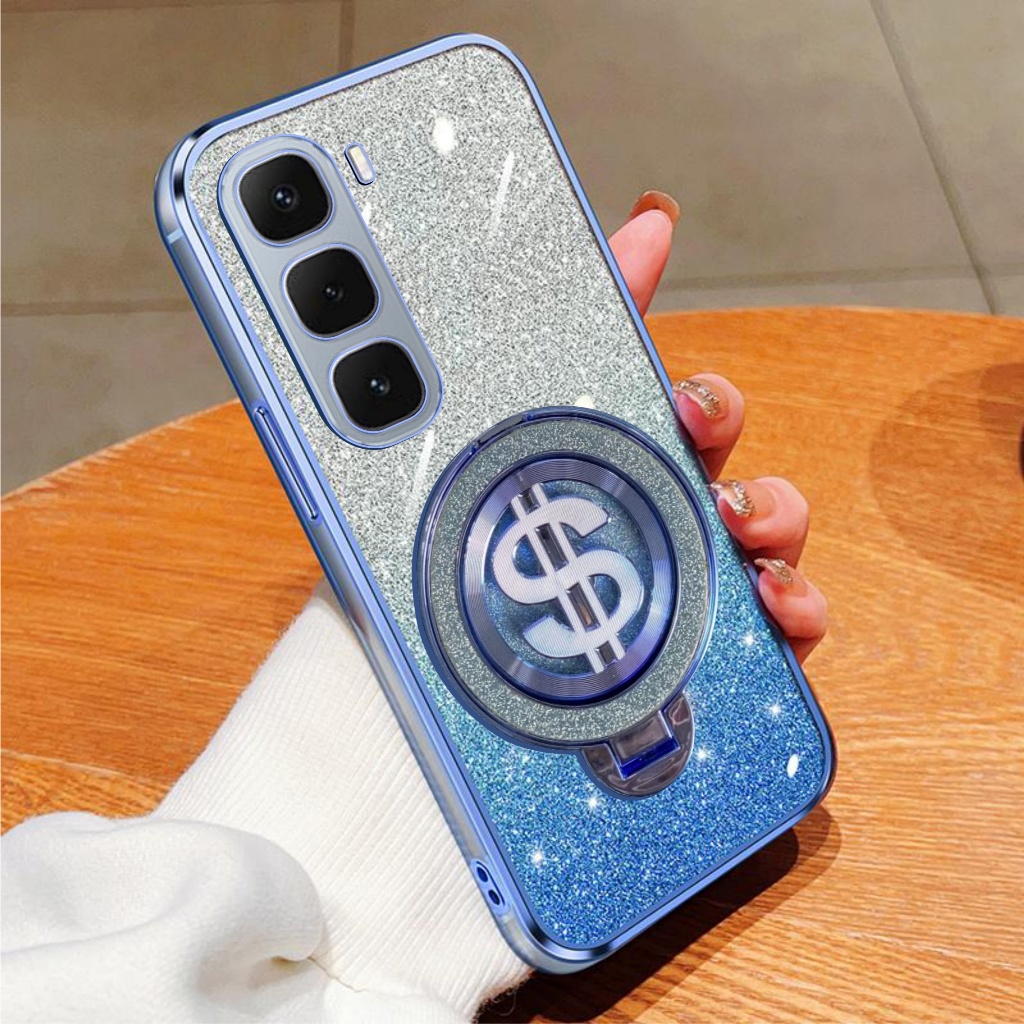 HP Infinix Hot 60i 60 Pro+ Glitter Dollar Ring Stand รองรับเคสชาร์จไร้สาย