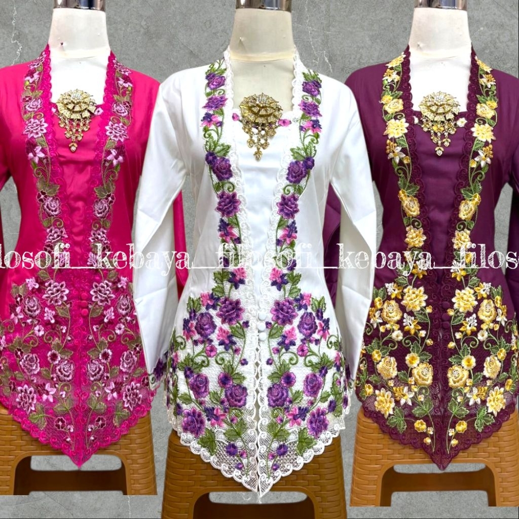 KATUN FK-New ปัก Kebaya Top // แขนยาว Cotton Encim Kebaya // ผู้ใหญ่ Encim Kebaya // Modern Encim Ke