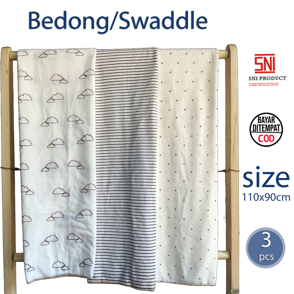 KATUN ผ้าห่อตัวเด็กแบบนุ่ม 3 ชิ้น ขนาดใหญ่ 110x90 ผ้าฝ้าย PE นุ่ม สบาย ทารกแรกเกิด อุปกรณ์เด็กแรกเกิด