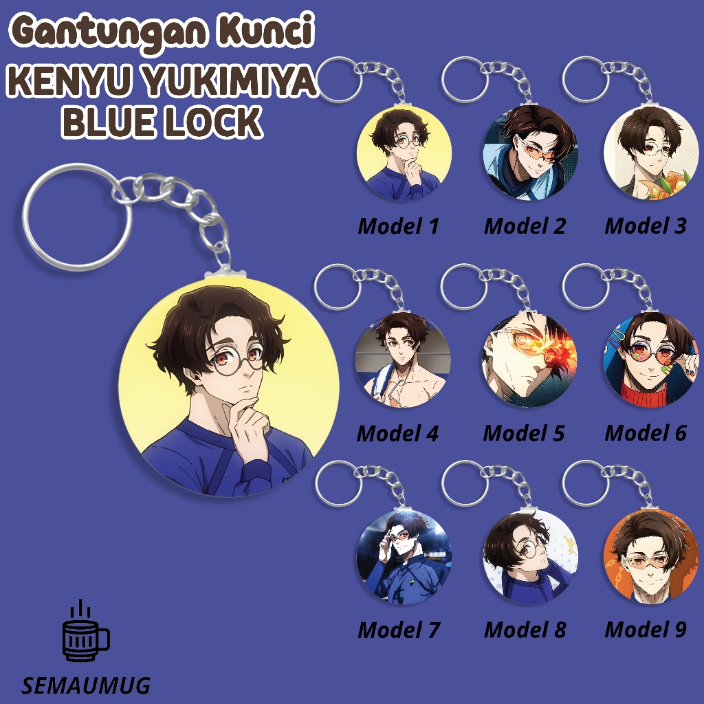 GANTUNGAN KENYU YUKIMIYA BLUE LOCK KEYCHAIN CUTE ANIME ROUND KEYCHAIN GIFT CUSTOM PRINT SENMUG