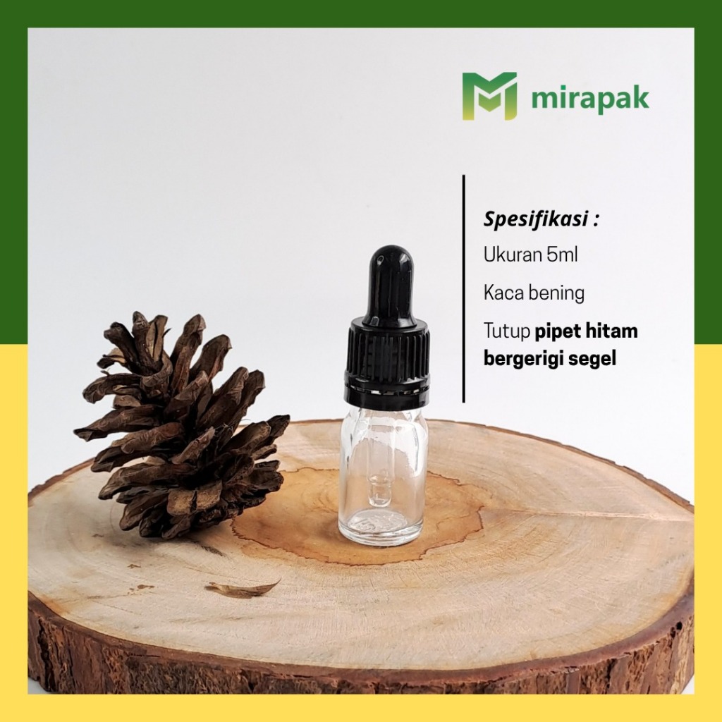 ขวดใส PIPETTE 5ML พร้อมแก้ว THICK - แหวนซีลสีดํา - SKINCARE COSMETIC SERUM - R18 BLACK SEAL