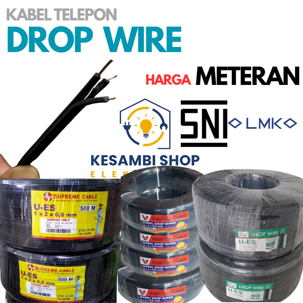 DROP WIRE TELEPHONE CABLE (METER) SUPREME VISICOM DV TELKOM CABLE ต่อ 1 เมตร