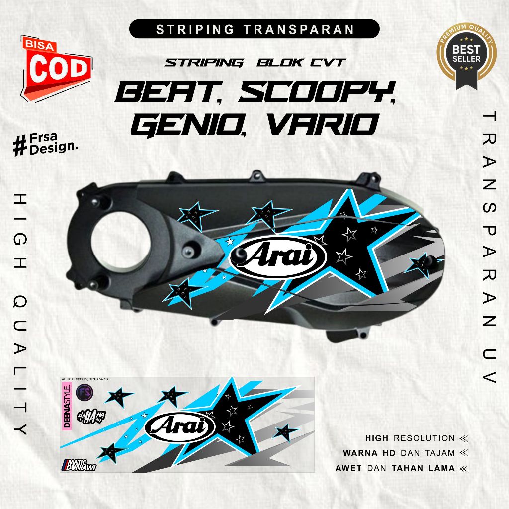 สติ๊กเกอร์ CVT แบบใส สําหรับ Honda BEAT, SCOOPY, GENIO, VARIO, SPACY Star Motif