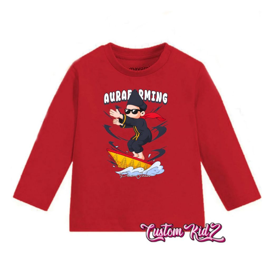 เสื้อยืดเด็กแขนยาวลาย Aura Farming pacu