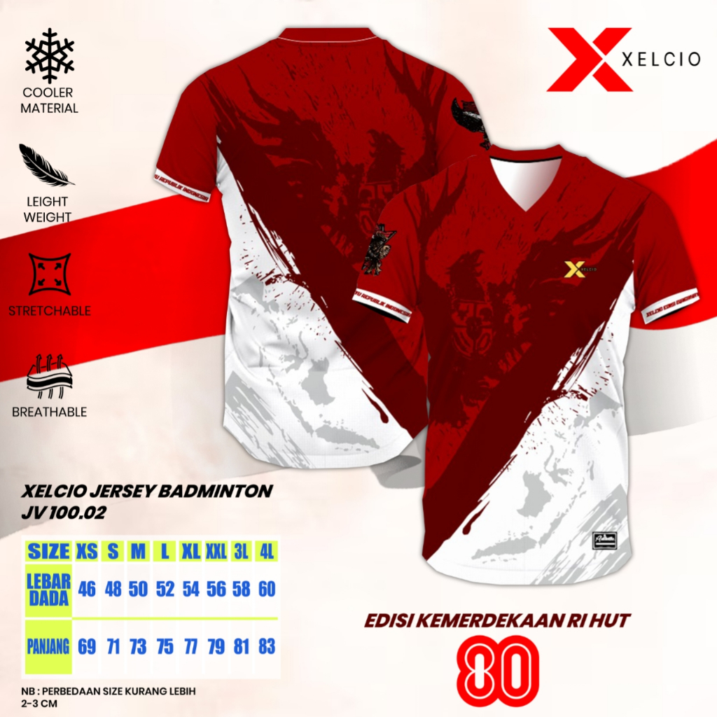 Xelcio Badminton Jersey JV100.02 Happy Republic of Indonesia Edition