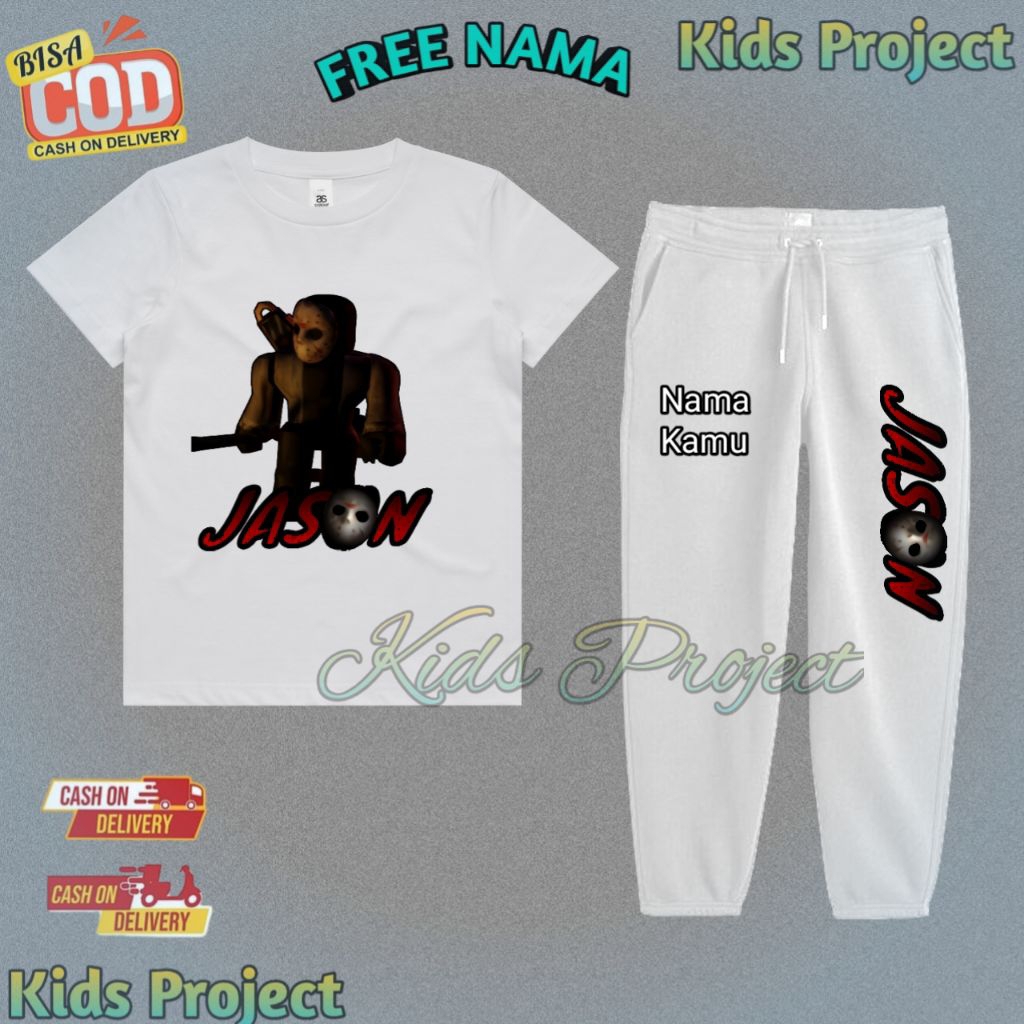 Jason Forsaken Roblox Character Kids Jogger Suit เสื้อยืด