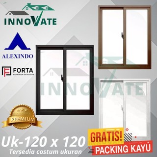 jendela sliding aluminium Alexindo dan dacon 120 x 120 GRATIS BUBBLE WRAP + PACKING KAYU
