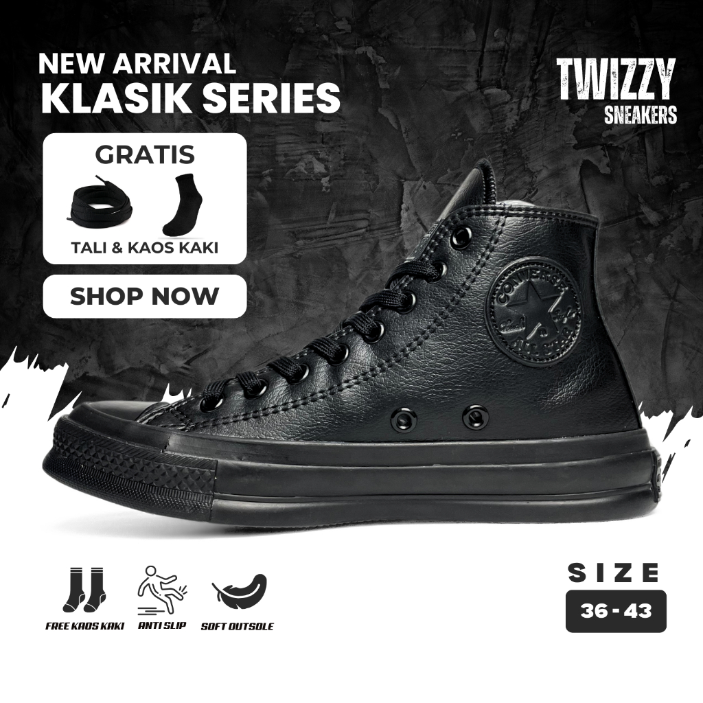 รองเท้าผ้าใบ Twizzy - รองเท้าผ้าใบลําลองสําหรับบุรุษและสตรี Size 36-43 - Converse High Leather Full 