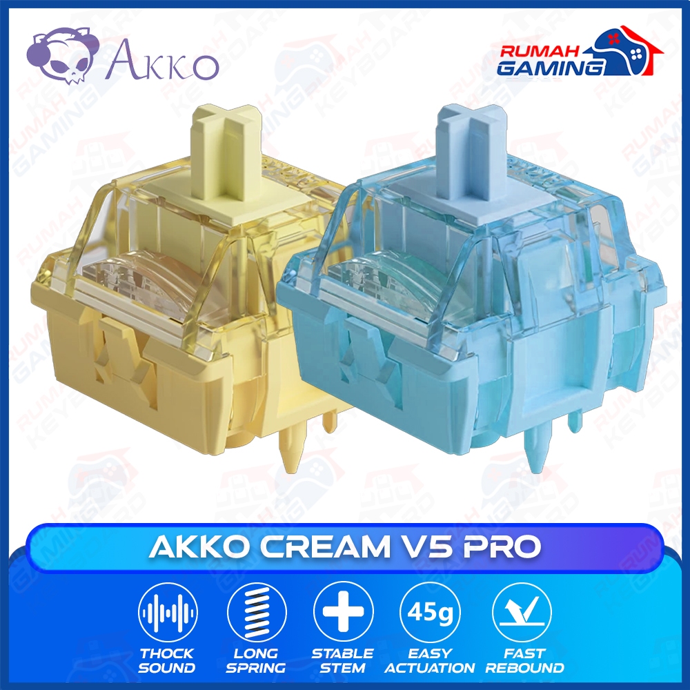 SWITCH - AKKO CREAM BLUE - CREAM YELLOW - V5 PRO - 5 PIN - 45g - PCB Mount - คีย์บอร์ดแบบกลไก