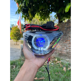 Reflektor lampu depan SATRIA 2tak Hiu Malaysia custom BILED MATRIX X1 ukuran 3 inc