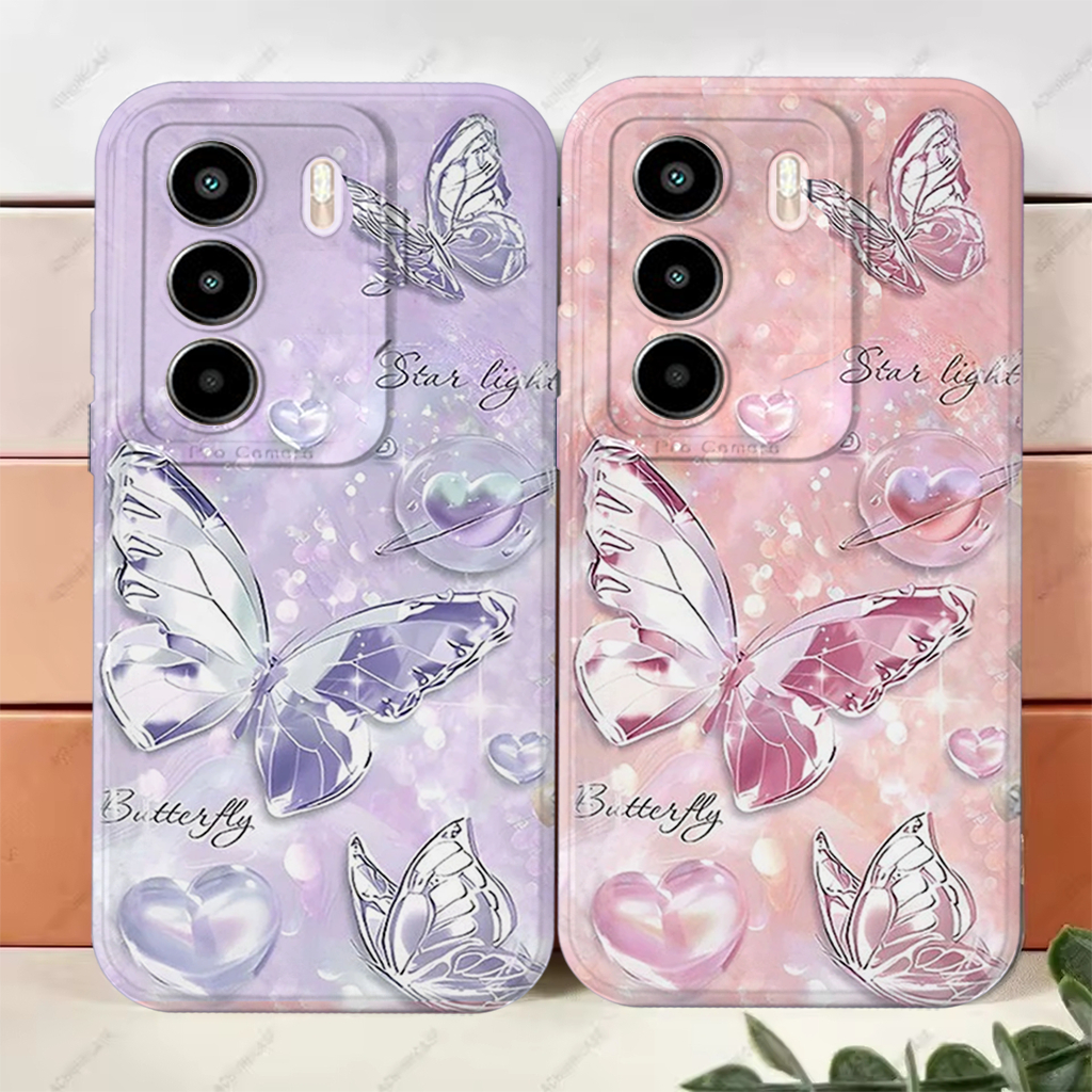 HP Itel P70 - P65 - P55 4g - P55 5g - Butterfly N1r Motif - Mobile phone Softcase - All Type - เคสมื