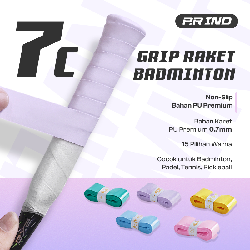 Padel 7C PR IND ไม้เทนนิสแบดมินตันพรีเมี่ยมกันลื่นด้ามจับยาง SINGLE (Purui/PR)