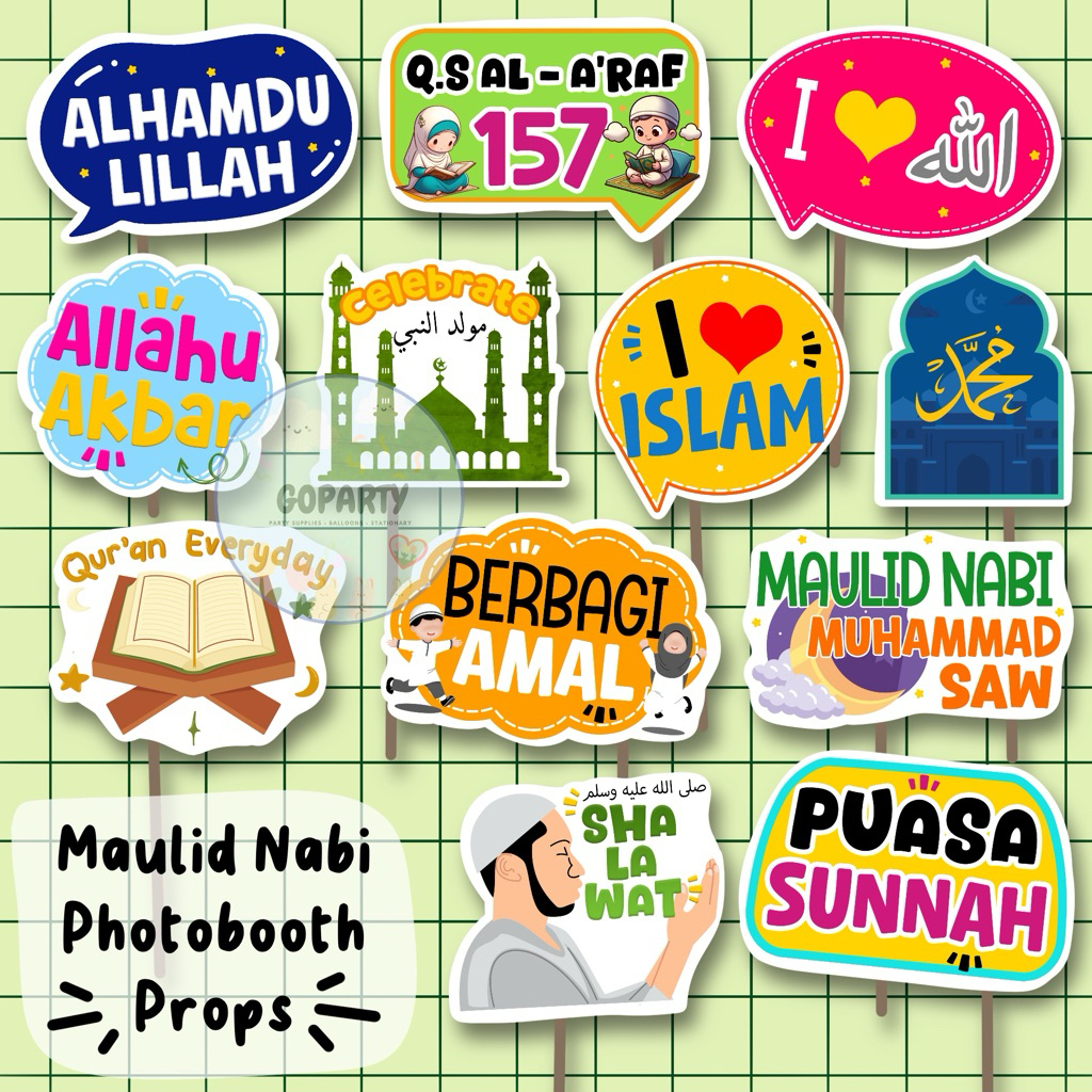 MAULID NABI PHOTOBOOTH PROP STICK PROPERTY PHOTO MUSLIM ISLAM HOLIDAY DECORATION