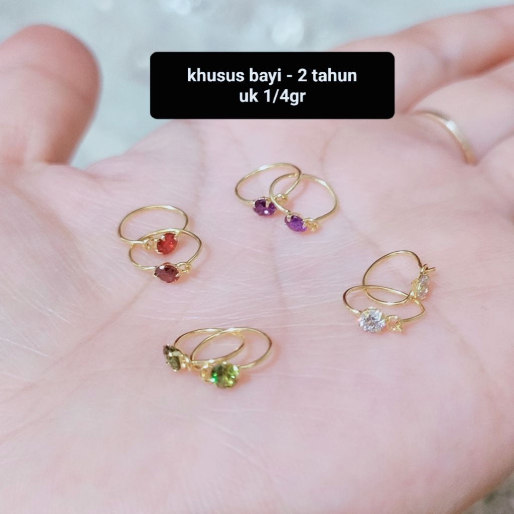 BABY EARRINGS AESTHETIC EARRINGS 1/4 GRAM ของแท้ 925 SILVER GOLD PLATED