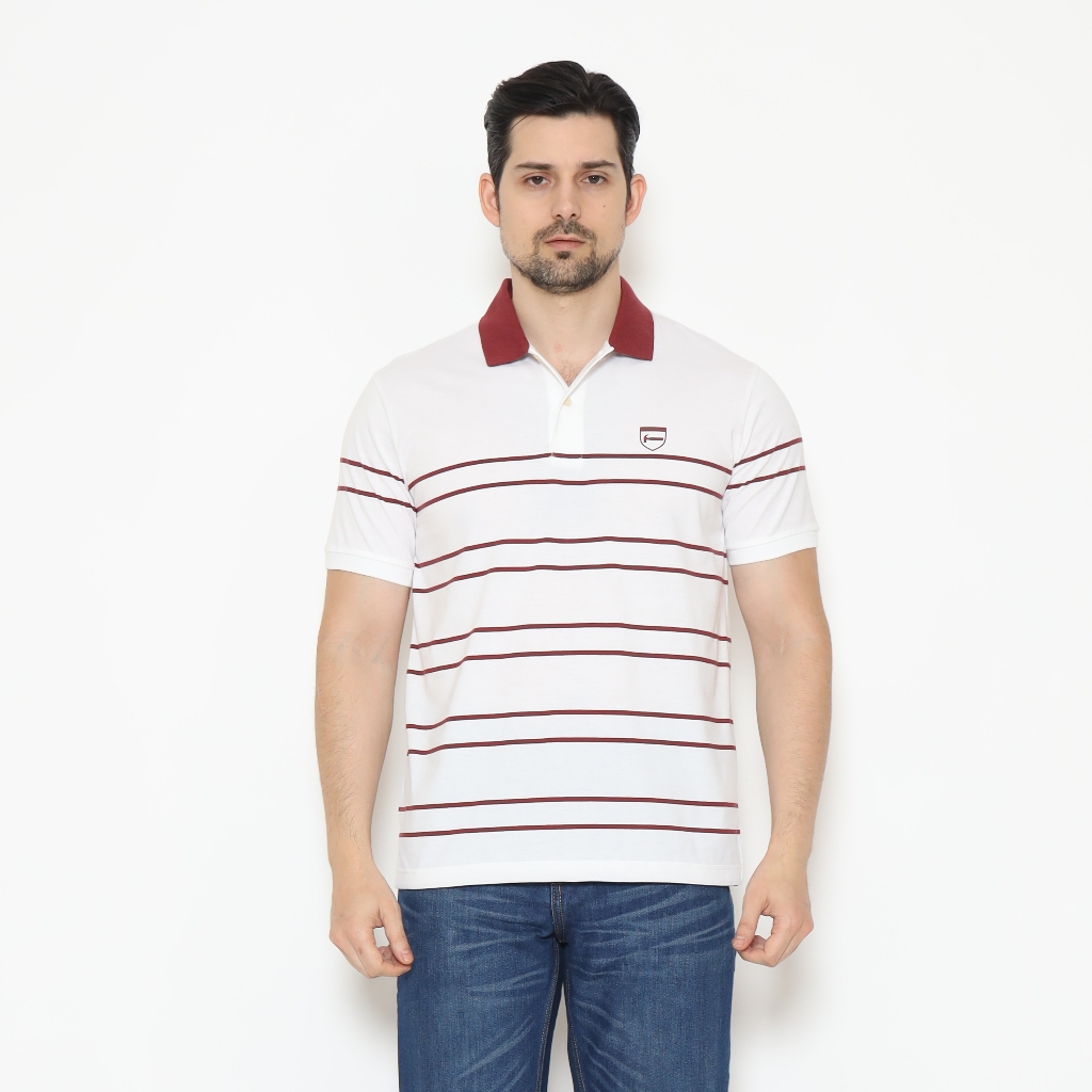 MERAH Hammer Men Polo Striped H1OPS36W1 I เสื้อคอปกผู้ชายลายทางสีแดง